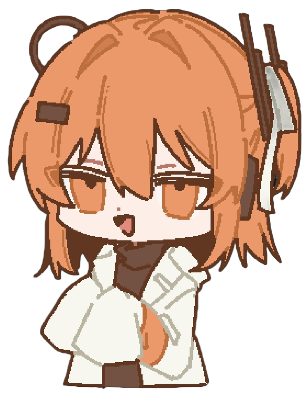 An illustration of a orange haired girl staring at the viewer